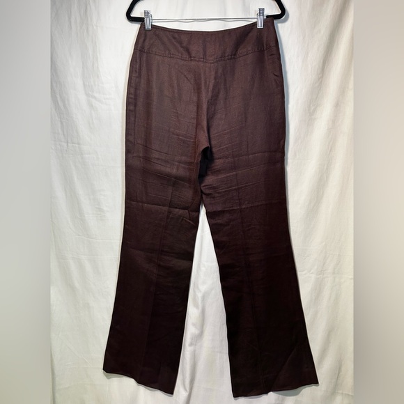 Brown Wide-Leg Linen Pants - Picture 3 of 5